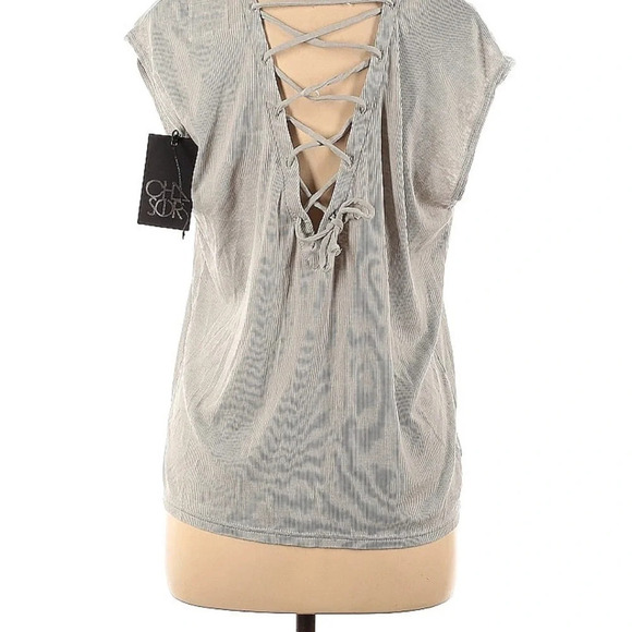 Chaser Women's Medium Gray Ribbed Blouse NWT - Picture 2 of 6